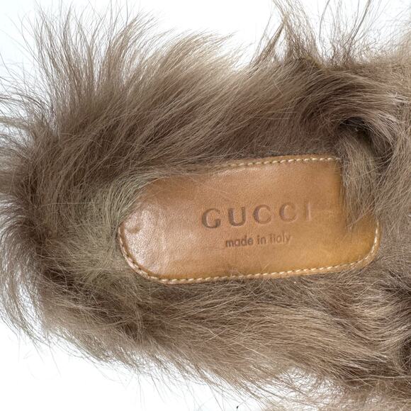 GUCCI Black Velevt Fur Lined Princetown Loafers Mules Horsebit Size EU 37 US 7 - Picture 4 of 11